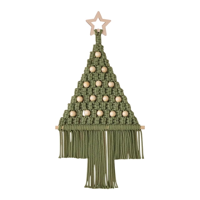 Christmas Tree Macrame Wall Hanging, Handmade Christmas Wall Hanging Decorations, Boho Christmas Wall Decor for Living Room and Bedroom, Festive Tapestry for Holiday Home Display