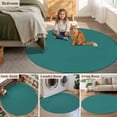 thumbnail image 5 of Dark Blue Round Area Rug 3.3 FT, Non Slip Small Entryway Kitchen Mat, Rustic Dark Green Solid Color Modern Art Washable Soft Circular Rug Non-Shedding Door Mat for Bathroom Playroom Kids Room, 5 of 9