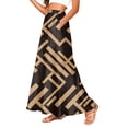thumbnail image 2 of Bbyeadc Women's A-Line Satin Maxi Skirt Elastic Waist Geometric Print with Pocket, Light Brown(L), 2 of 5