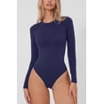 thumbnail image 2 of Body à Manches Longues Sans Couture pour Femmes Col Rond T-Shirt Basique Extensible, 2 of 6