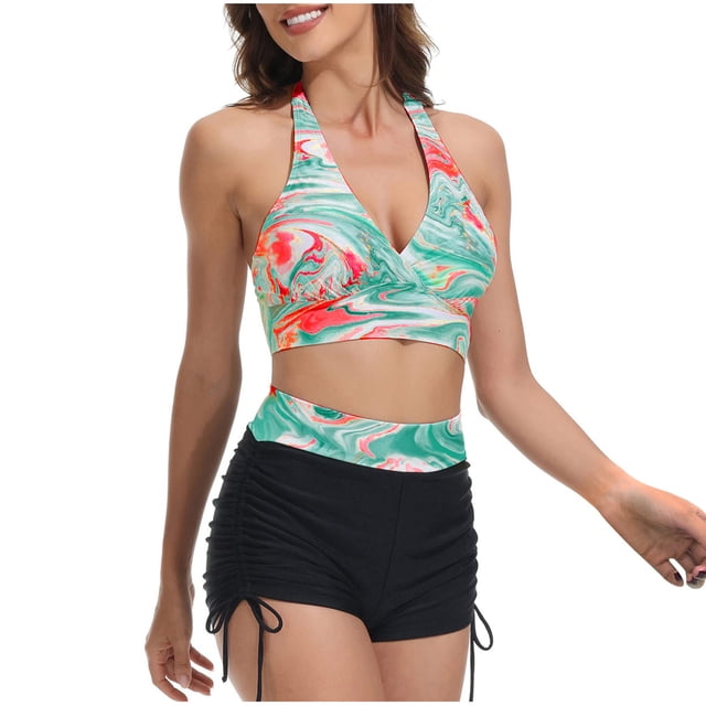 Trajes de baño de dos piezas para mujer Trajes de baño con control de barriga Tankini Ropa de playa Fridja nalpqowj60794