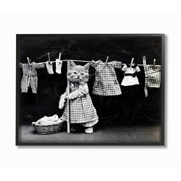 The Stupell Home Decor Collection Kitten Does The Laundry Oversized