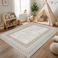 thumbnail image 4 of Garvee 5'x7' Bordered Area Rug Neutral Geometric Carpet, Soft Low Pile Non Slip Washable Rug Bohemian Indoor Floor Mat for Living Room Bedroom Home Office, Camel, 4 of 10