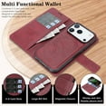 thumbnail image 6 of ELEHOLD Magnetic Detachable Wallet Case For iPhone 17 Pro, Removable  2 in 1 Wireless Charging RFID Blocking Card Holders  PU Leather Magnetic Detachable Folding Stand Folio Case,Red, 6 of 8