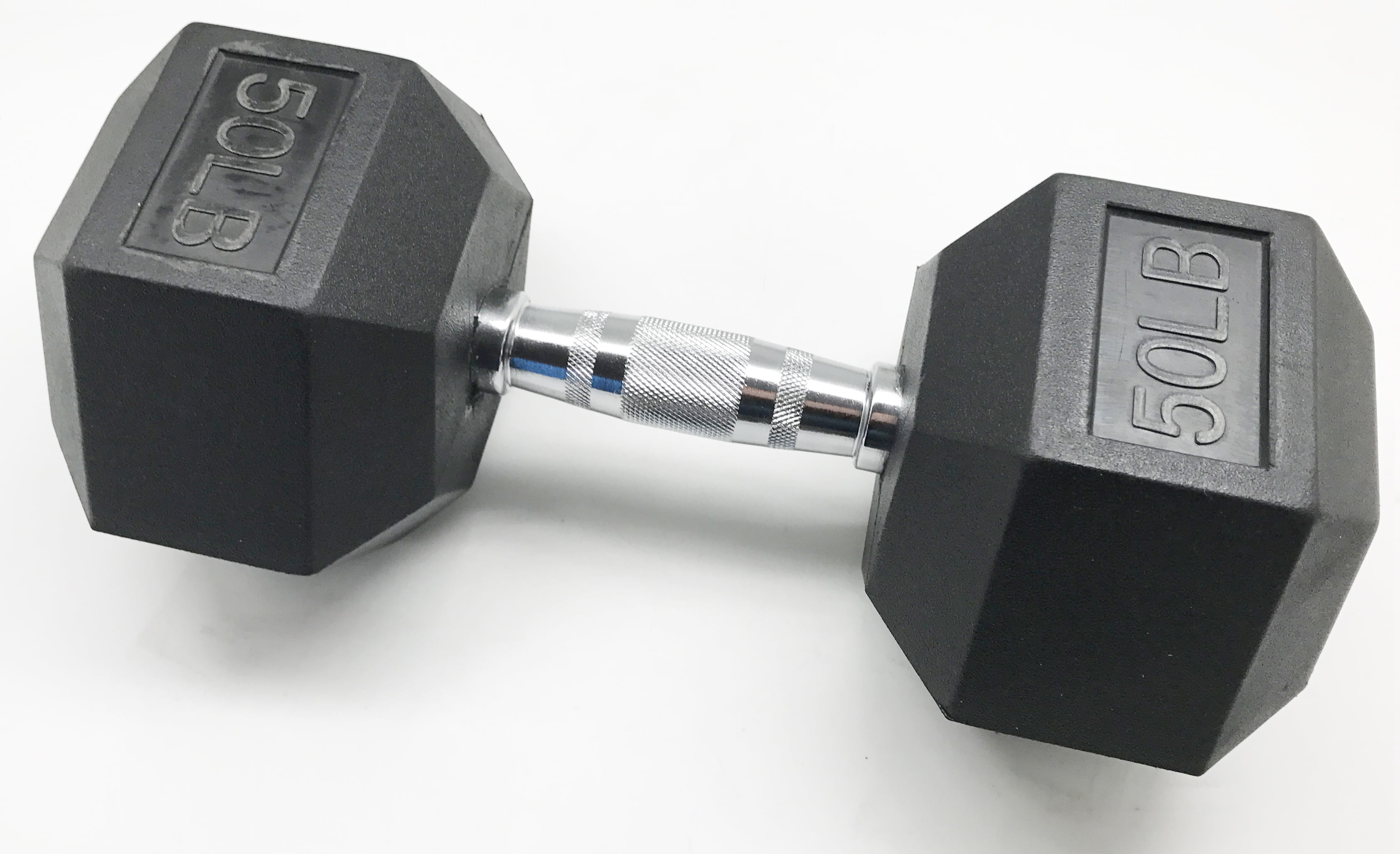BalanceFrom Barbell Rubber Hex Dumbbell, 50lb, Single