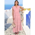 thumbnail image 6 of ANRABESS Womens Summer Casual Maxi Dress V Neck Ruffle Sleeve Long Dresses Fashion Flowy Tiered Boho Beach Vacation Sundress Pink Floral Small, 6 of 9