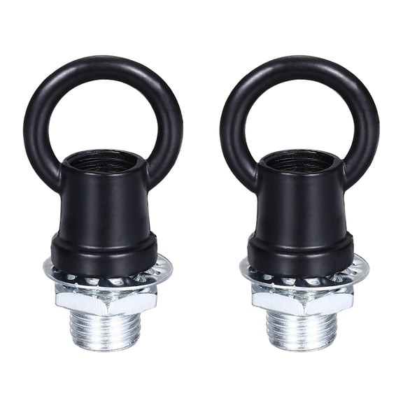 Uxcell 18lb Load Lamp Female Loop Holder 2 Set Lifting Eye M10 Fine Thread Nut Hook Ring Shape Black 1 x 1.1 inch
