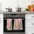 thumbnail image 4 of Yayeee 2 Pack Hand Towels for Bathroom 100% Cotton 16" x 28" Soft Absorbent Kitchen Towel, Pink Christmas House, 4 of 7