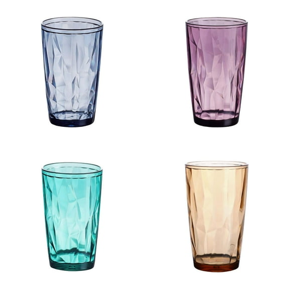 Unbreakable Plastic Drinking Glasses [Set of 4] Shatterproof Tumblers,16 Ounces Reusable Glass Cups,Dishwasher Safe (Colorful)