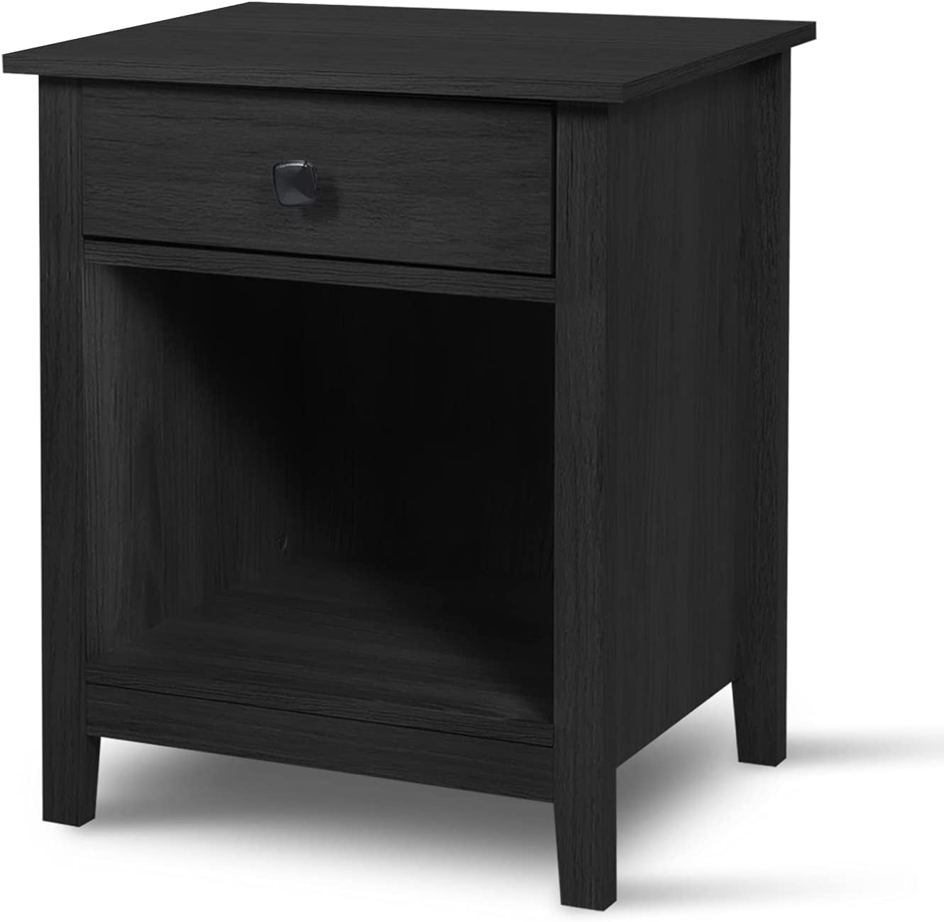 ENSTVERBlack Nightstand Wooden Bedroom Night Stand Bedside End Table