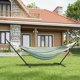 thumbnail image 3 of Hamaca Doble + Soporte de Acero – Hamaca XXL resistente hasta 230 kg, color azul-verde a rayas, con estructura plegable y bolsa de transporte – Ideal para jardín, terraza, camping y exterior, 3 of 9