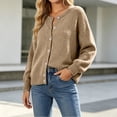 thumbnail image 5 of uublik Womens Cardigans Open Front Button Down Long Sleeve Lightweight Sweater Cardigans Khaki, 5 of 7