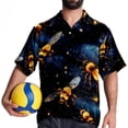 thumbnail image 4 of Starry Bees in the Sky Men's Casual Short Sleeve Button Down Shirts - Printed Summer Beach Tops for Men and Women, 4 of 6