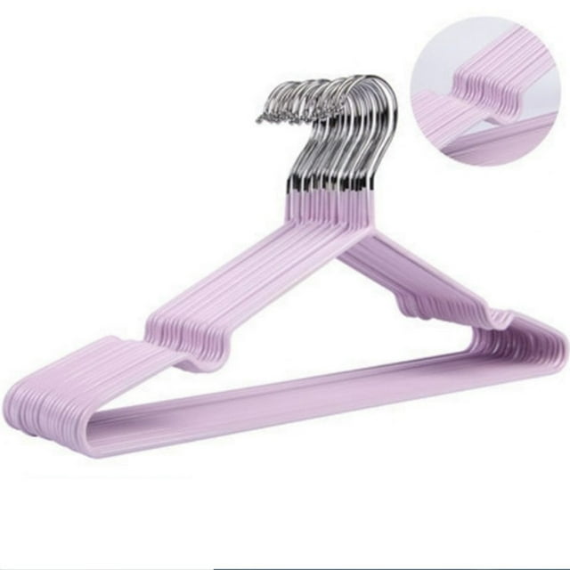 Perchas de plástico duraderas y antideslizantes para organizar camisas y guardarropas en color morado