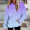 thumbnail image 2 of ManxiVoo Oversized Gradient Print Hooded Sweatshirt Women Casual Loose Long Sleeve Pullover with Pockets Fashion Tops L Size Purple, 2 of 9