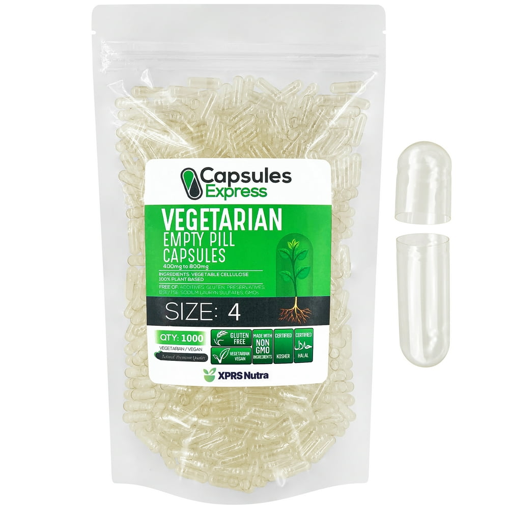 XPRS Nutra Size 4 Empty Capsules Clear Empty Vegan Capsules Capsules Express Vegetarian