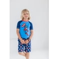 thumbnail image 2 of Marvel Avengers Captain America Big Boys Pullover Rash Guard Swim Trunks and Cap 3 Piece Swimsuit Set Toddler to Big Kid, 2 of 5