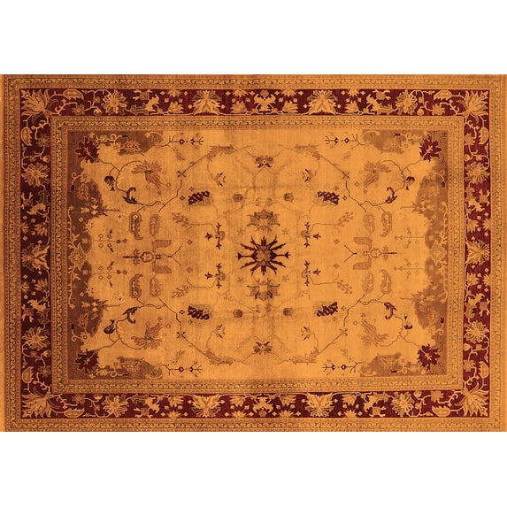 Ahgly Company Indoor Rectangle Oriental Orange Traditional Area Rugs, 2' x 4'