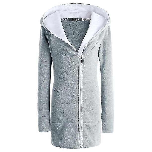 Chaqueta larga con capucha y cremallera para mujer Outwear