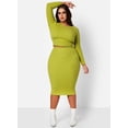 thumbnail image 2 of Rebdolls Women's Plus Long Sleeve Cropped Rib Knit Sweater - Green - 4X, 2 of 4