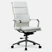 COMHOMA Office Chair, PU Leather High Back Cushioned Office Chair, Mid Century Modern Conference Chair, Silver