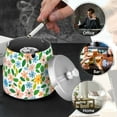 thumbnail image 4 of Yayeee Ashtray with Lid for Cigarette Smokeless Stainless Steel Home Ash Holder, Retro Blue Floral, 4 of 7