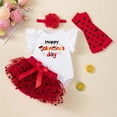 thumbnail image 5 of Rhoudy Cute Clothes For Girl 1-3 Months Valentines Day Baby Outfit Sleeveless Romper Panties Skirt Hair Holiday Party Dress Adorable Outfits Red, 5 of 6