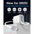 thumbnail image 6 of Topadre 65W GaN Charger with Built-in 3.5ft Retractable Cable, 3-Port PD Fast Charging Compatible with iPhone/Samsung Series -White, 6 of 7