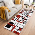 thumbnail image 2 of Red Black Grey Geometric Runner Rug 2x6 FT, Non Slip Hallway Carpet, Middle Century Modern Abstract Art Washable Floor Carpet Throw Runner Carpet Long Rug for Entryway Kitchen Bedside Sliding Door, 2 of 9