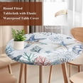 thumbnail image 4 of Ocean Starfish Round Tablecloth, Fitted Table Cover with Elastic for 45"-54" Round Tables, Summer Coastal Coral Flower Shells Table Cloth Outdoor Indoor Dinning Party Waterproof Tablecloths, 4 of 7