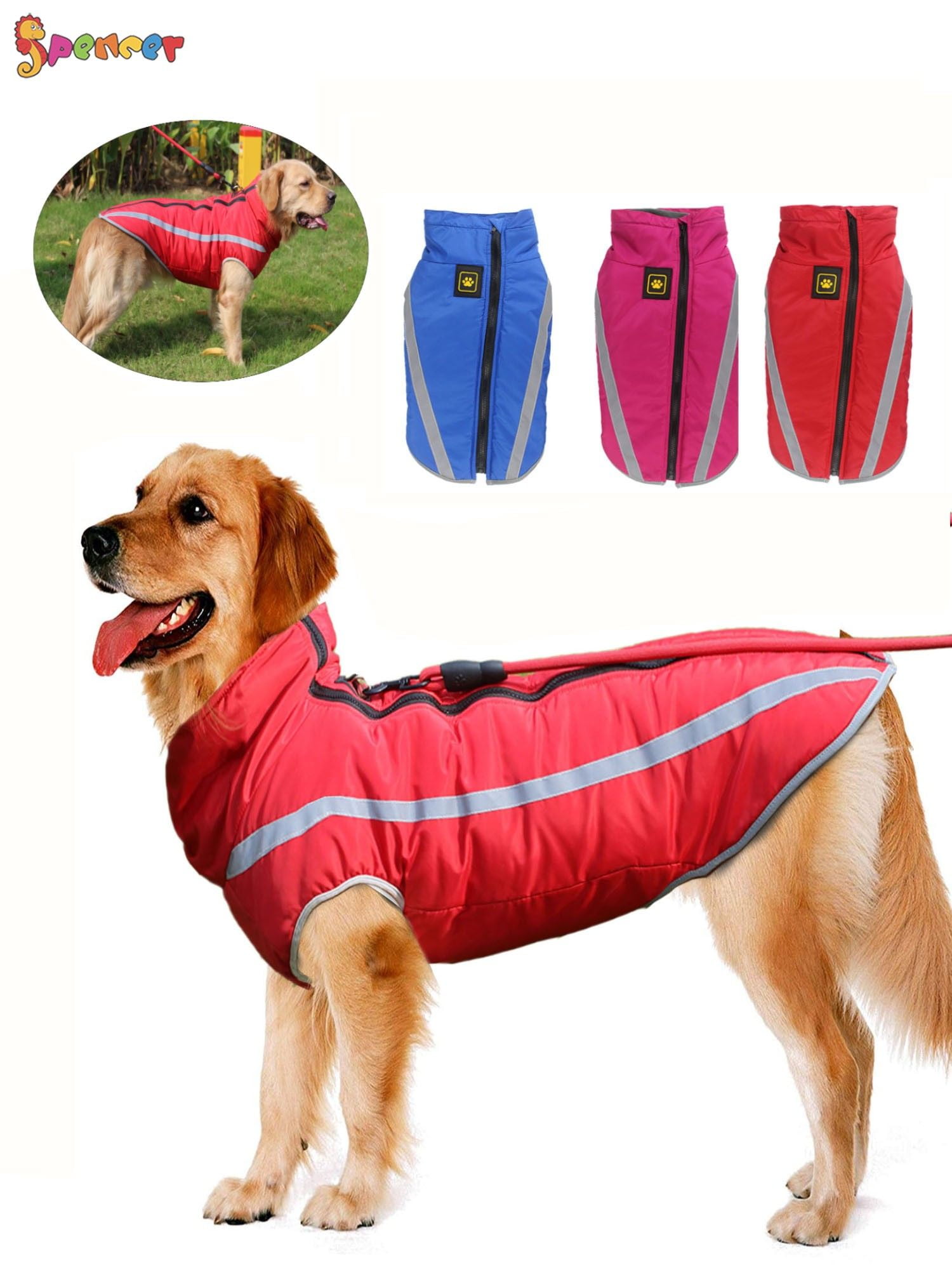 Waterproof Large Dog Coat Jackets Winter Warm Reflective Pet Clothing Outfits 