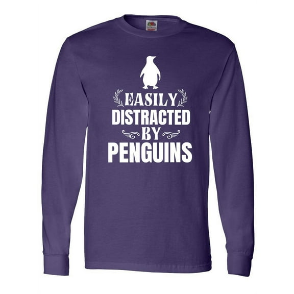 Inktastic Easily Distracted by Penguins Long Sleeve T-Shirt