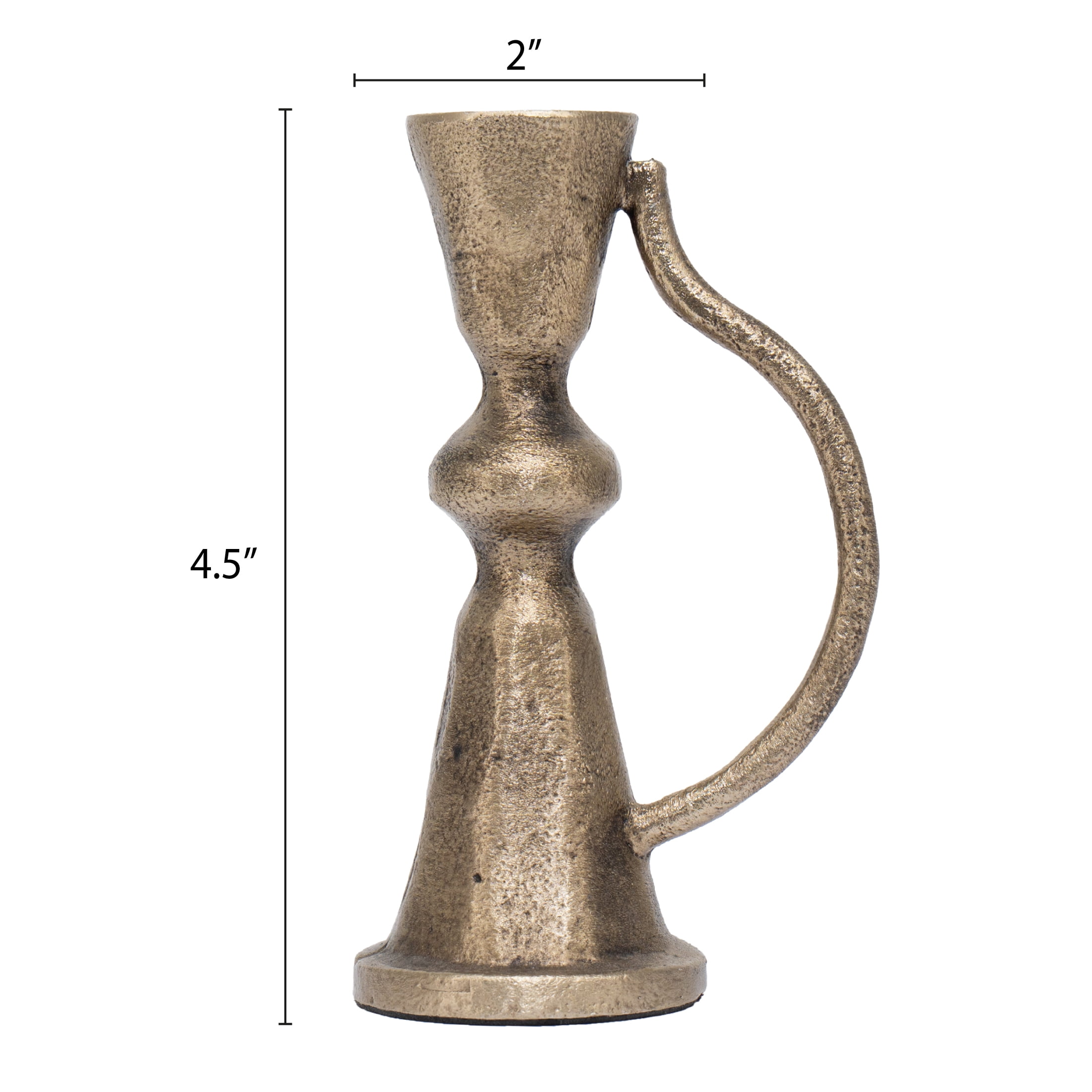 My Texas House Gold Metal Christmas Taper Candle Holder, 4.5"