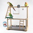thumbnail image 2 of Loro Playstand con taza, bandeja de juguetes, puente de pájaros, madera, cockatiel, patio de recreo, perchas para pájaros Afortunado Sencillez, 2 of 3