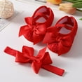 thumbnail image 5 of Newborn Baby Girl Bowknot Shoes Princess Floral Walking Shoes + Headband, 5 of 5