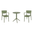 thumbnail image 2 of Compamia Loft Round Bistro Set 3 Piece with 24 inch Table Top Olive Green, 2 of 4