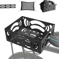 Large Heavy-Duty Bike Rear Basket with Liner, Waterproof Cover & Cargo Net - Fits Most Bikes & E-Bikes