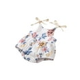thumbnail image 2 of Douhoow Baby Girl Suspender Jumpsuits Casual Flower Print Round Neck Bow Lace-Up Triangle Romper, 2 of 9