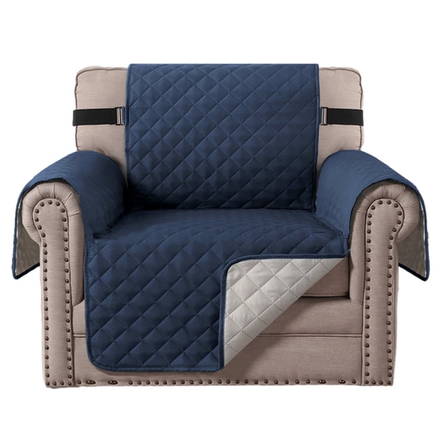 RoamHome Housse de Canapé Fauteuil Réversible Housse de Canapé Résistante à l'Eau Protecteur de Meubles avec Sangles Élastiques pour Animaux Enfants Chien Chat (Noir)