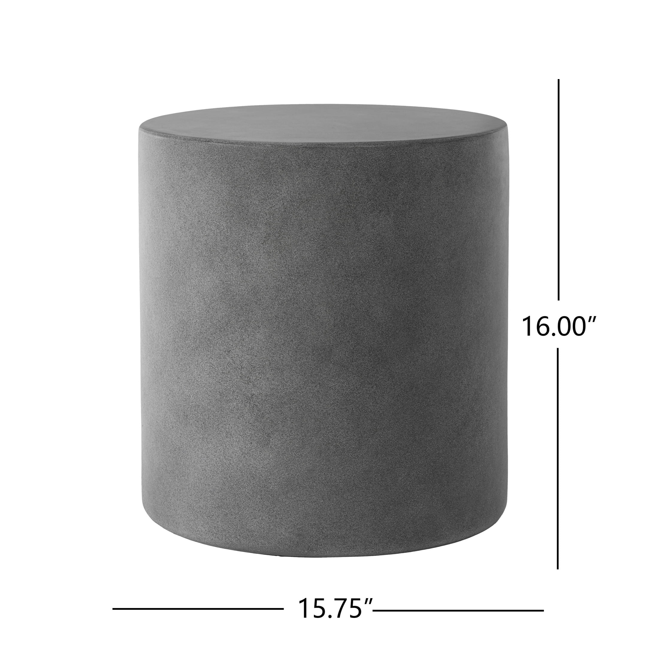 Christopher Knight Home 15.75" Outdoor Lightweight Concrete Round Accent Table, Charcoal Black