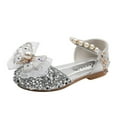 thumbnail image 1 of FhsagQ Winter Shoes Girls Shoes Boots Size 4 Bow Metal Pearl Rhinestone Color Matching Gradient Spring Shoes for Girls Kids Shoes Boots Size 10 Girls Toddler Girls Winter Shoes Silver Size 27, 1 of 4