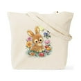 thumbnail image 2 of CafePress - Cute Easter Bunny With Flowers And Eggs Tote Bag - Unisex Canvas Tote Bag, Beige, 1-Piece, 2 of 8