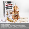 thumbnail image 4 of 18 Inch Christmas Decoration Wooden Christmas Pyramid with Candle Holders - 3 Tiers - Hand Painted Nativity Figurines (Wooden Nature Color), 4 of 7