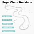 thumbnail image 7 of Bling Trax Silver-Plated Diamond-Cut Rope Chain Necklace, Silver-Tone Cadena Plateada for Men & Women, 2.1mm, 2.7mm, 3.8mm, 7 of 7