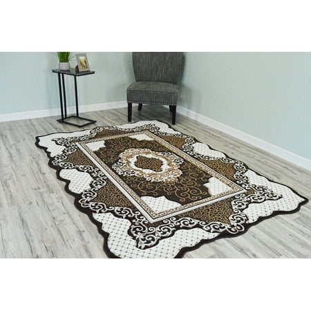 - TWIST Free Shape 3D Hand Carved Traditional 5x8 5x7 Rug Oriental 4710 Brown