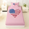 thumbnail image 3 of Manfei Cute American Flag Heart Twin Sheets,Pink Bedding,3-Piece,1 Fitted Sheet and 1 Pillowcase, 3 of 6