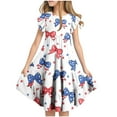thumbnail image 2 of Clearance Gamivast 4Th Of July Girls Summer Dress Cute Print Double Layer Flutter Sleeve Princess Dress Flowy A-Line Midi Dress Vacation Casual Beach Dress White 8Y Vestidos De Verano Para Niña, 2 of 7
