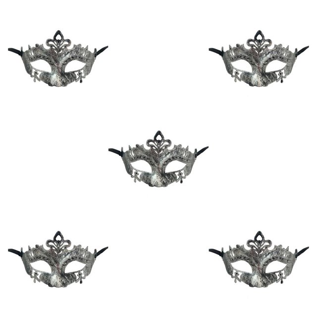 Jumpingount Media cara antiguo carnaval princesa mascarada disfraces veneciano fiesta decoración cubre Halloween plata antigua Type2 NO2
