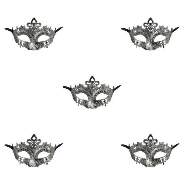 Qarigey Accesorios de media cara Retro Prom Masquerade Bola veneciana Fiesta Rendimiento Danza Decoración Halloween plata antigua Type2 NO2 Qarigey CBP373014