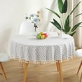 thumbnail image 3 of Nappe Lavable Ronde à Franges à Carreaux Housse de Table Déco, 3 of 8
